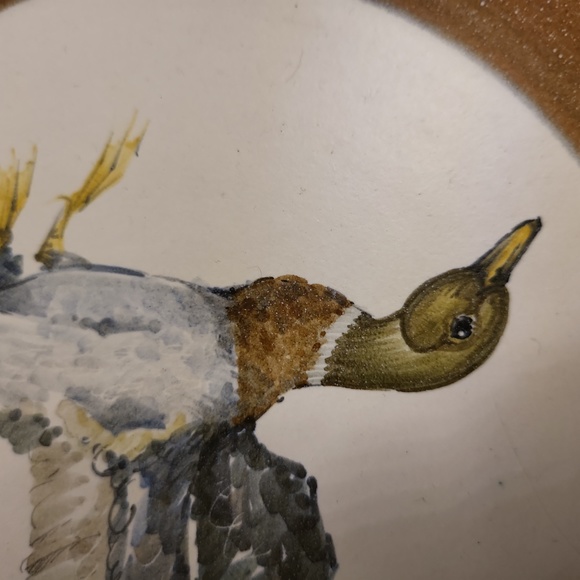Guillot Curard Hand Painted Duck Mallard Porcelain Bisque Plate Wall Hanging - Picture 5 of 8